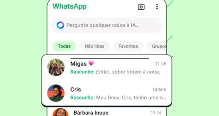 A nova função permite ao usuário encontrar mensagens que não terminou de escrever.