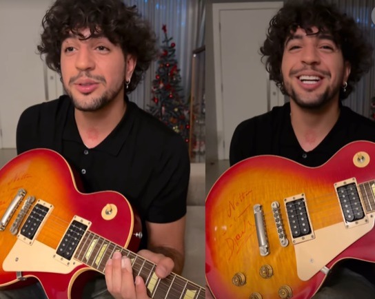 Rafa Kalimann realiza sonho de Nattan com guitarra assinada por Djavan