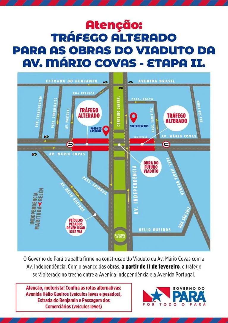 Trânsito na av. Independência será alterado em fevereiro