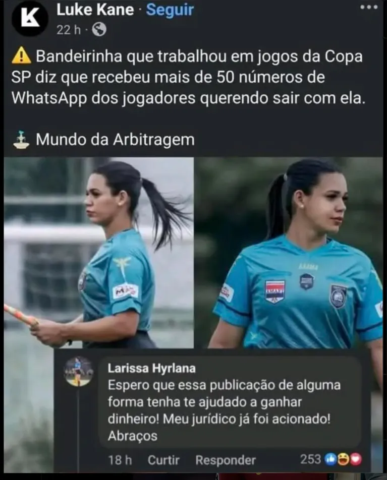 Larissa Hyrlana desmente fake news sobre suposta participação na Copinha.