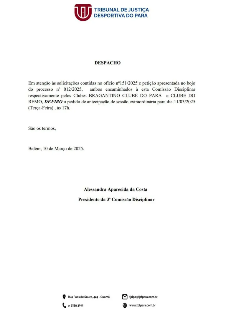 TJD confirma nova data dos julgamentos de Remo e Bragantino