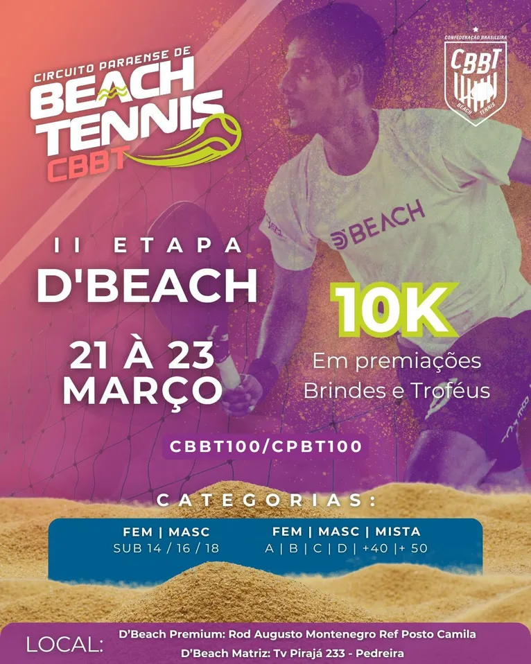 O Circuito de Beach Tennis da CBBT é uma grande oportunidade para atletas paraenses que almejam competir em um nível mais elevado e representar o estado em eventos de grande porte.