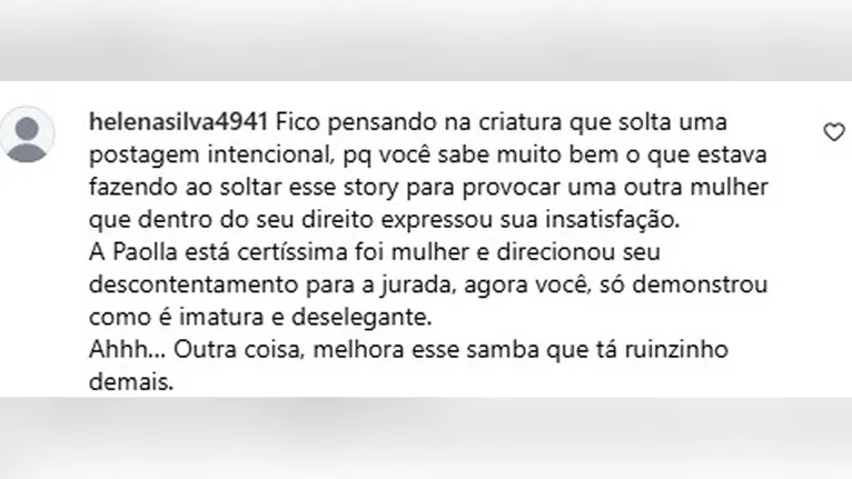 Comentário de internauta.