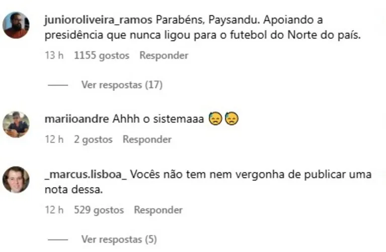 Fiel detona o Paysandu após apoio a Ednaldo Rodrigues na CBF