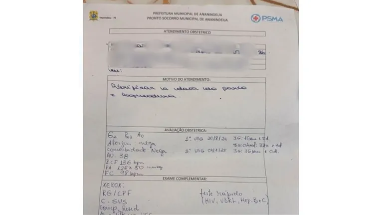 Paciente foi avaliada duas vezes no pronto-socorro municipal. Em janeiro deste ano, foi encaminhada para o Hospital Santa Maria, ligado ao prefeito. Antes, esse tipo de atendimento era feito pelo Anita Gerosa, referência no SUS.