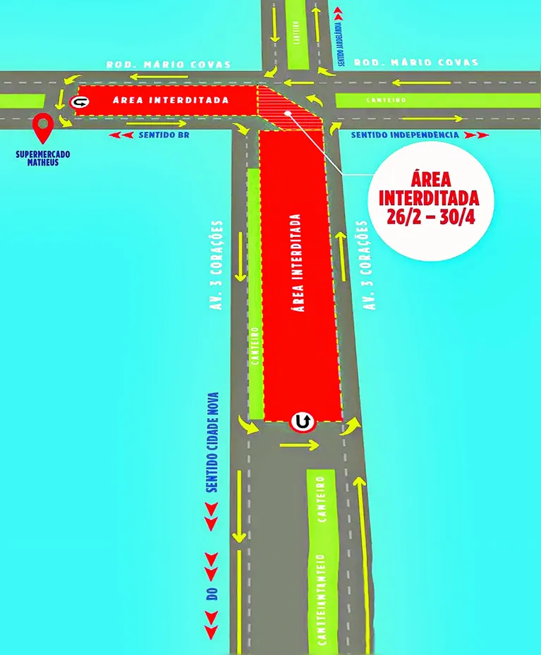 Trânsito muda na Mário Covas com Três Corações a partir de amanhã, 26. Veja como fica!