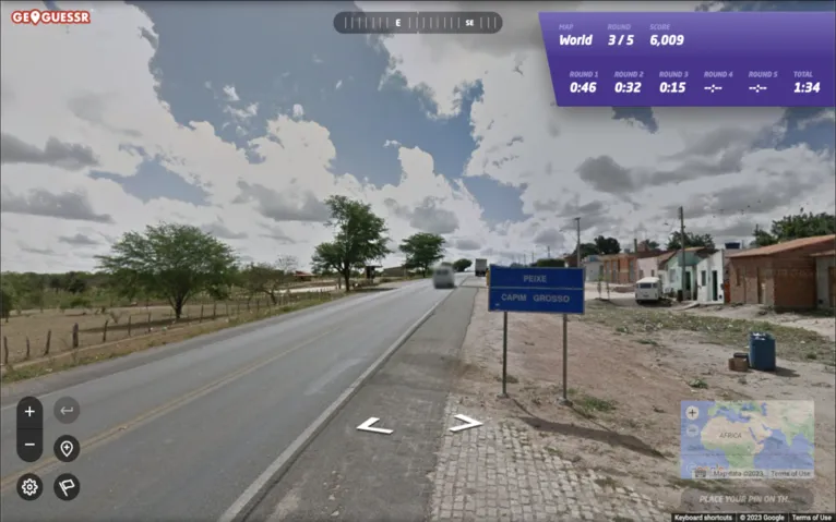 Os usuários precisam identificar locais ao redor do mundo com base em imagens do Google Street View.