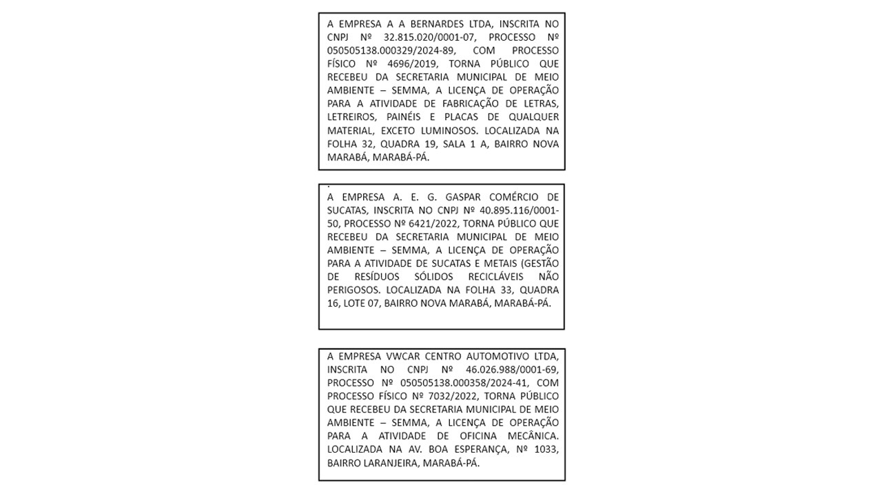 As publicações de editais de licenciamento, instalação e operação ambiental podem ser feitas também pelo DOL Carajás.