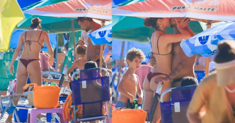 Xamã e Sophie Charlotte são flagrados aos beijos em praia do Rio