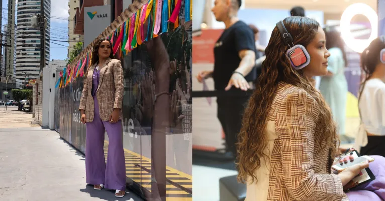Blazer feito de palha da costa e roupa confeccionada com fibra de curauá, extraída de uma palmeira amazônica.