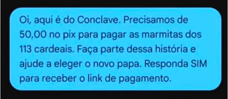 O texto SMS que tem chegado nos celulares do Brasil