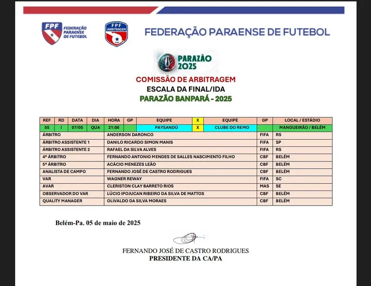 Gaúcho da Fifa apita o 1º RexPa na decisão do Parazão