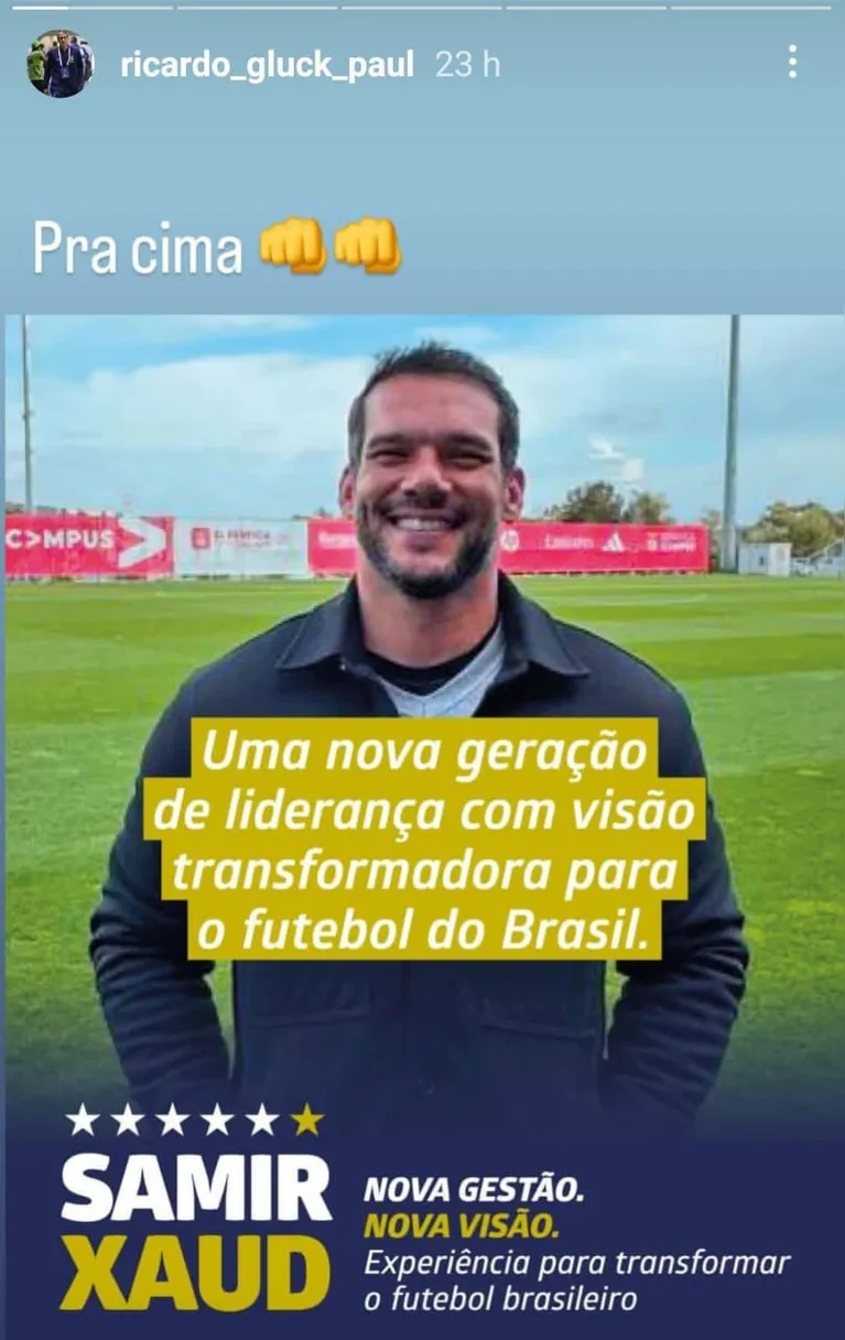 CBF: Samir Xaud é candidato único e Gluck Paul será vice-presidente