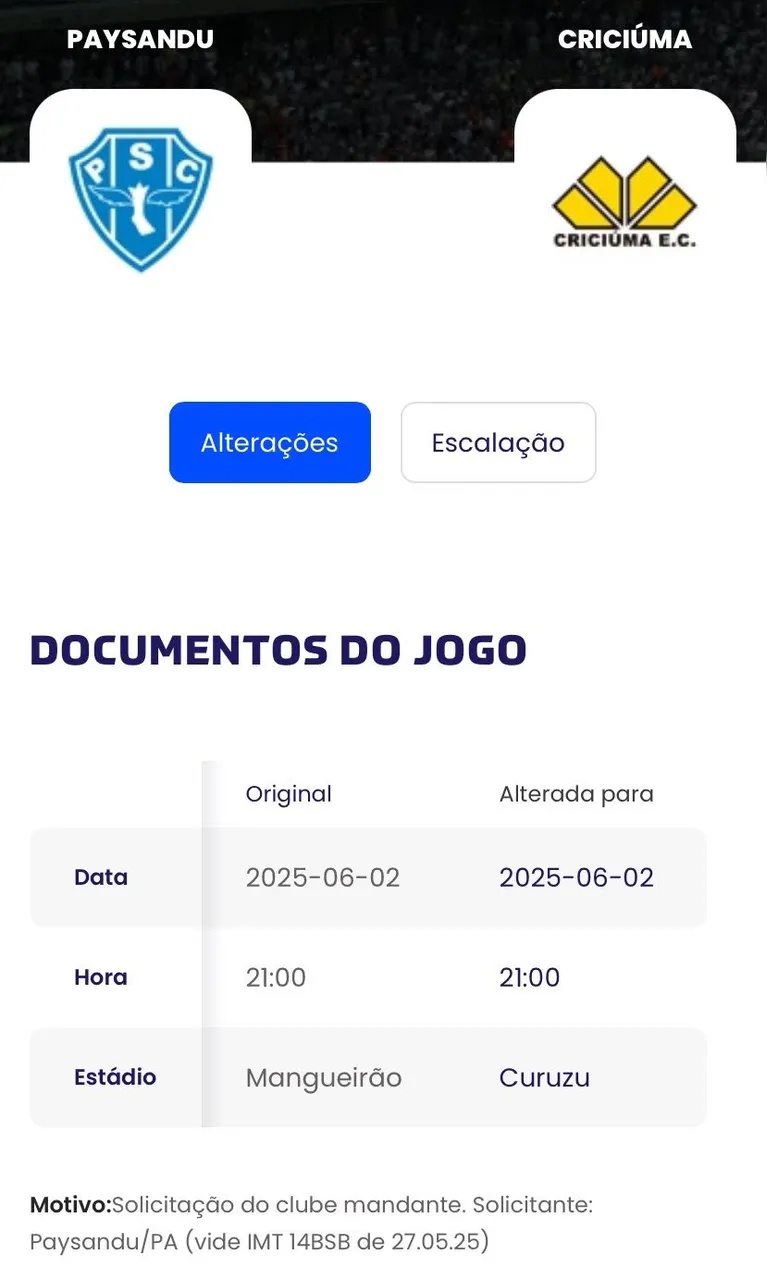 CBF confirma retorno do Paysandu a Curuzu contra o Criciúma