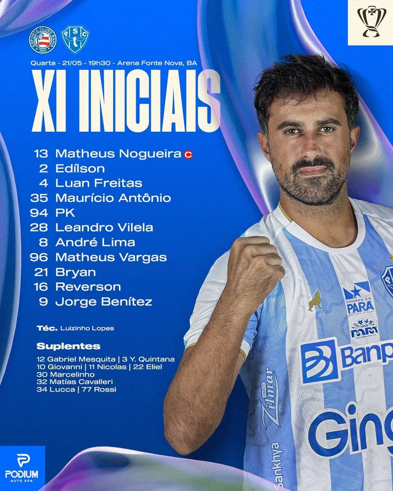 Paysandu vai a campo com Bryan e Reverson no ataque diante do Bahia