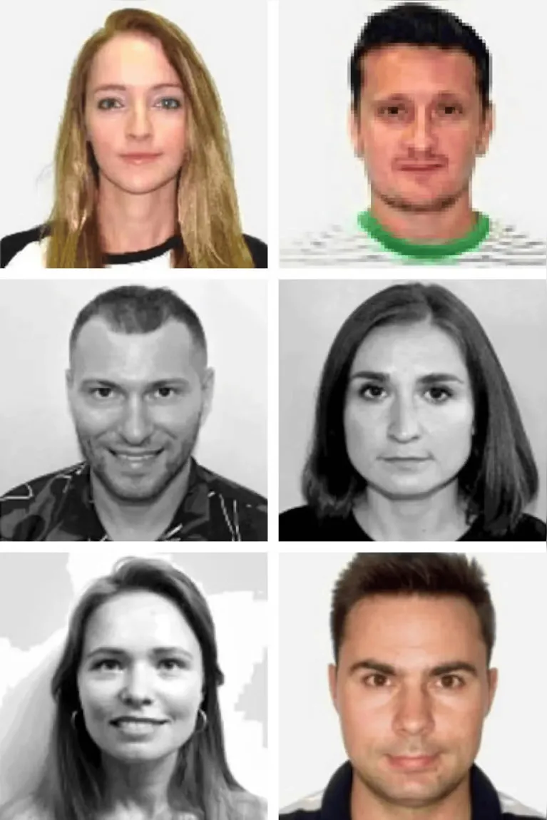Fotos de espiões russos rastreados nos últimos três anos.