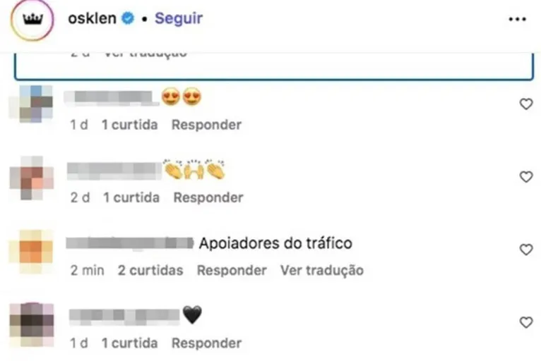 Comentário criticando publicação da Osklen.