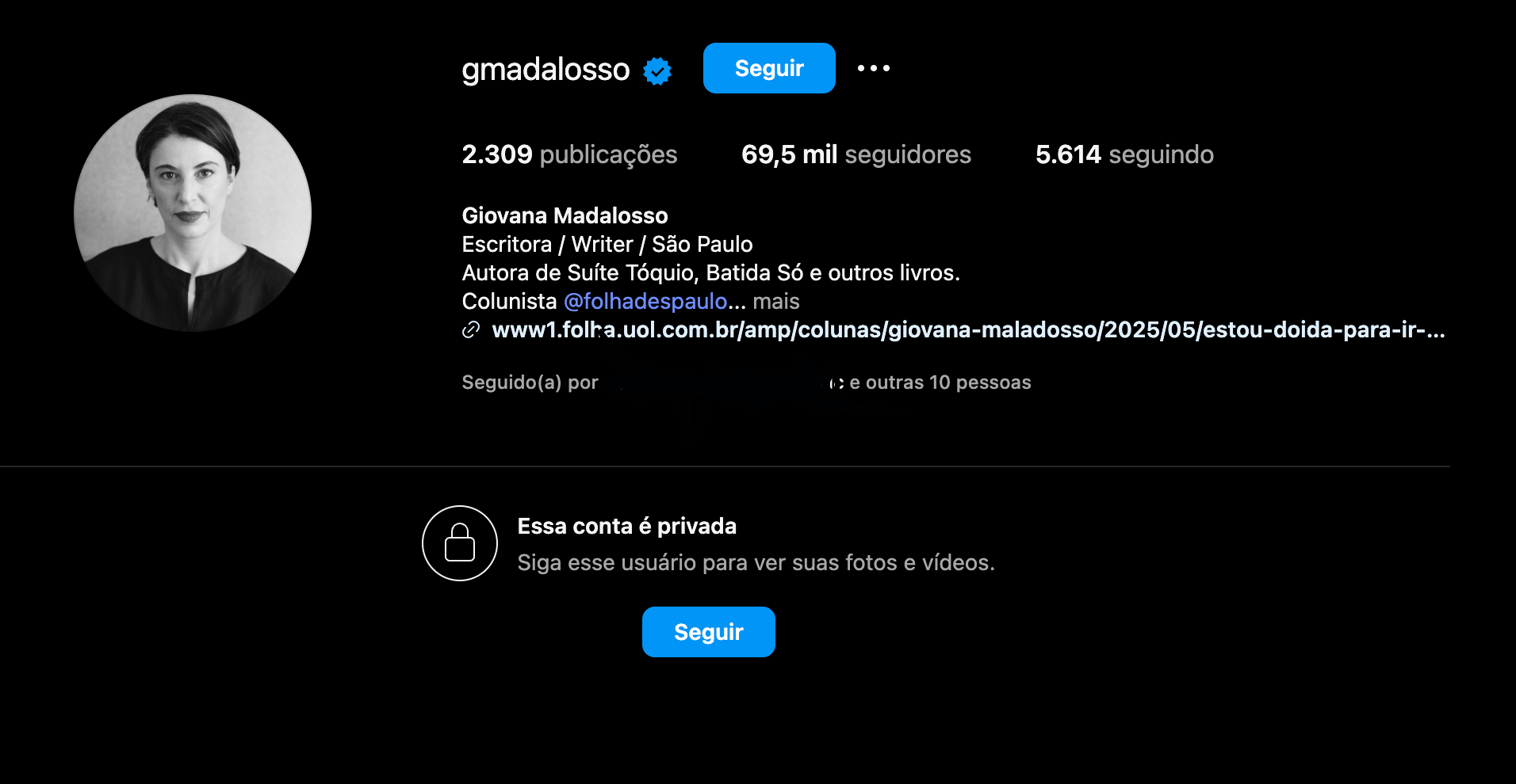 Madalosso trancou o seu perfil no Instagram após a enxurrada de críticas.