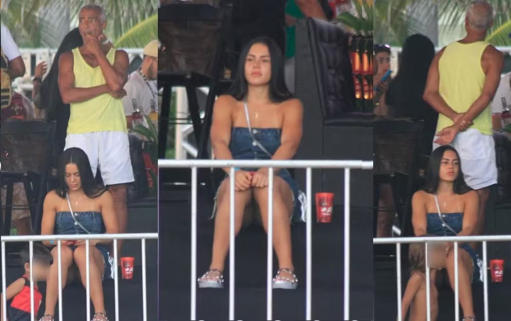 Alicya Gomes com Romário em evento na Barra da Tijuca em fevereiro