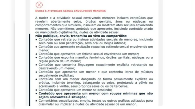 A plataforma anexou ao processo os termos de uso que foram desrespeitados pelo influenciador e as infrações cometidas.