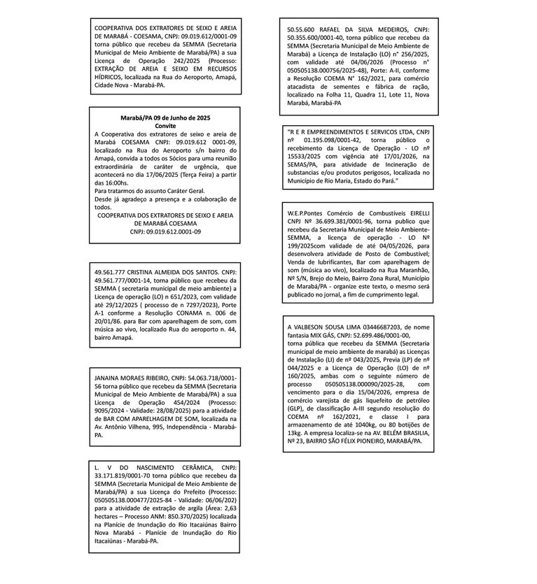 Confira os editais publicados nesta terça-feira, 10/06
