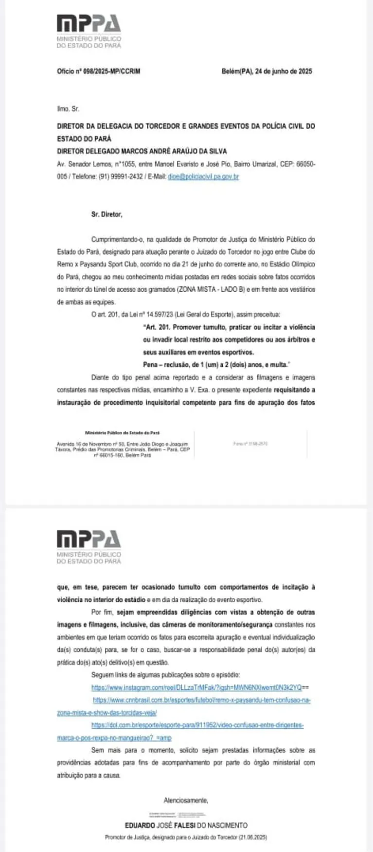 MPPA apura se dirigentes incitaram violência no RexPa