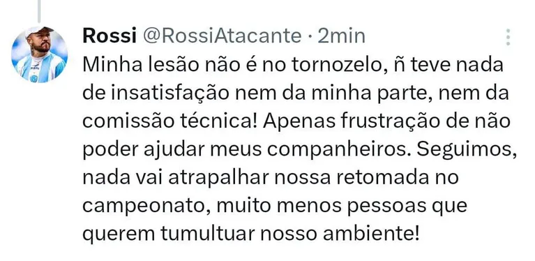 Paysandu: Rossi revela "frustração" por não atuar em Manaus