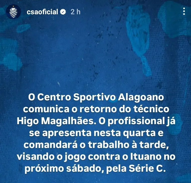 CSA recontrata técnico demitido há 17 dias e libera Marcio Fernandes