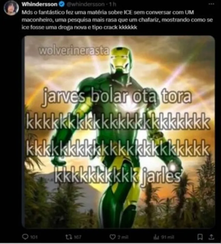 Whindersson crítica Fantástico por matéria sobre "ice"