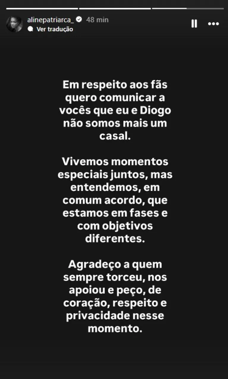Aline e Diogo, do BBB 25, terminam namoro; saiba o motivo