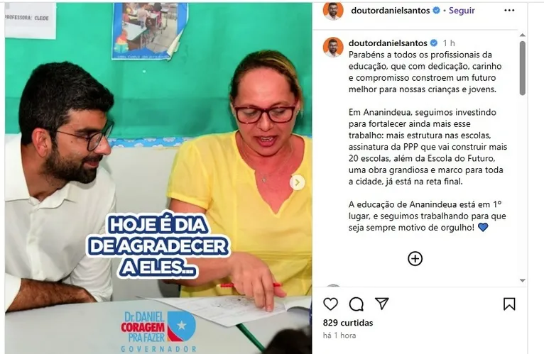 Afastado do cargo, Dr. Daniel publica campanha eleitoral antecipada e ilegal