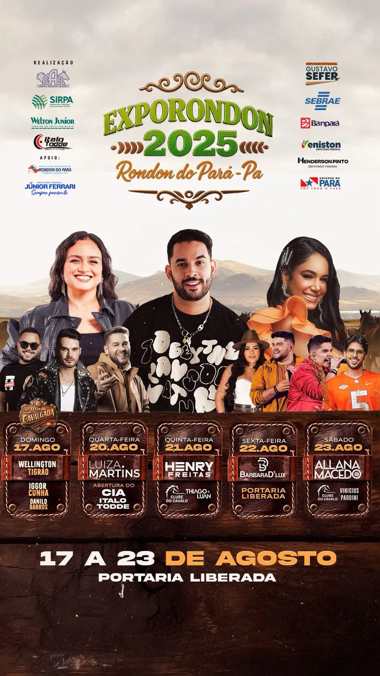 A programação de shows será um dos grandes atrativos, com destaque para a entrada franca em todos os dias.