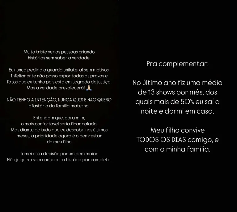 Murilo Huff explica por que pediu guarda total do filho