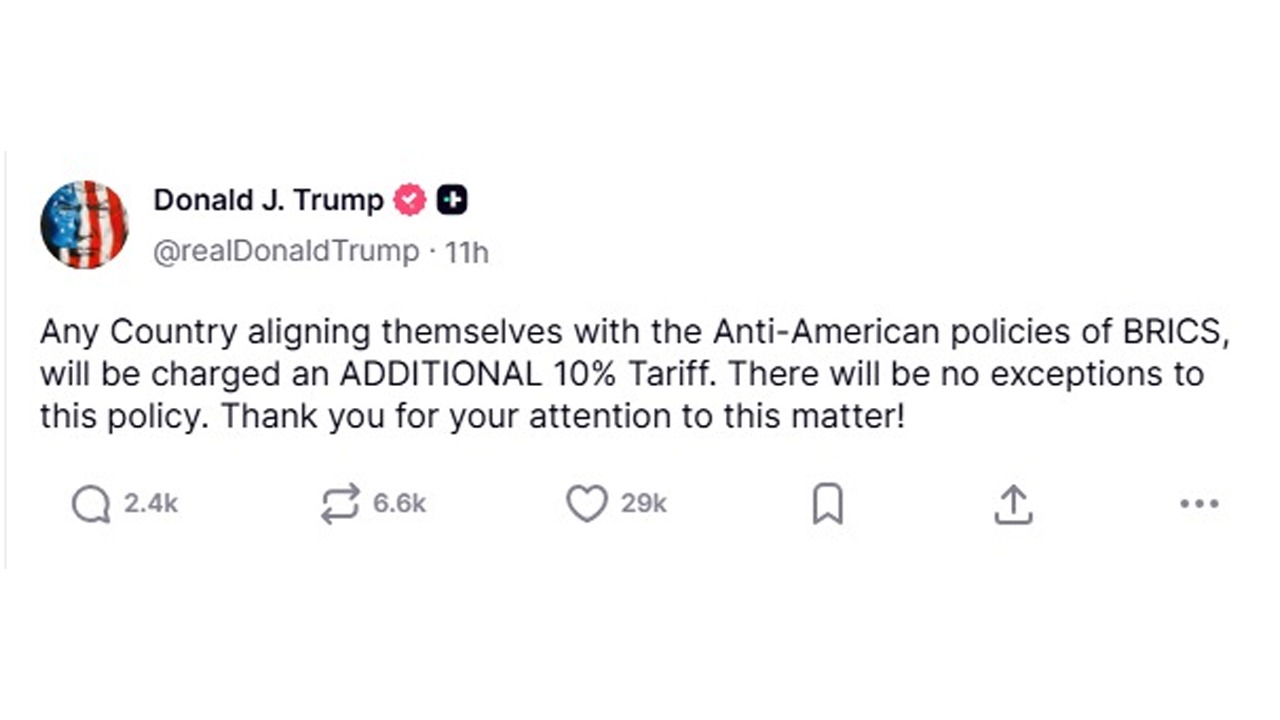 Postagem feita em seu perfil oficial na rede social Truth Social.