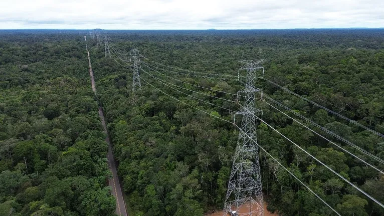 As torres contam com cabos nu de alumínio fabricados pela Alubar, em uma linha de 724 km.