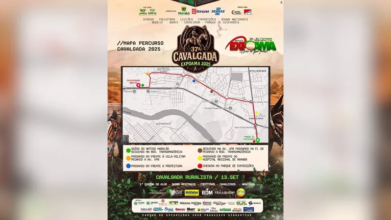 Mapa da cavalgada.