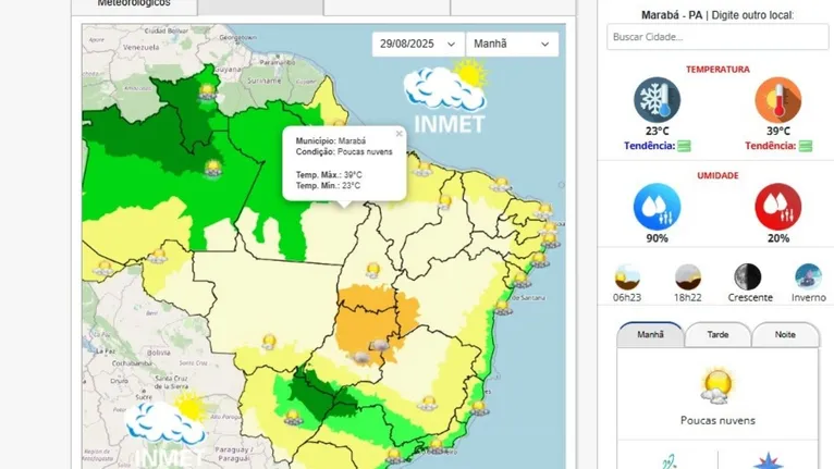 Previsão do Tempo para os próximos dias em Marabá.