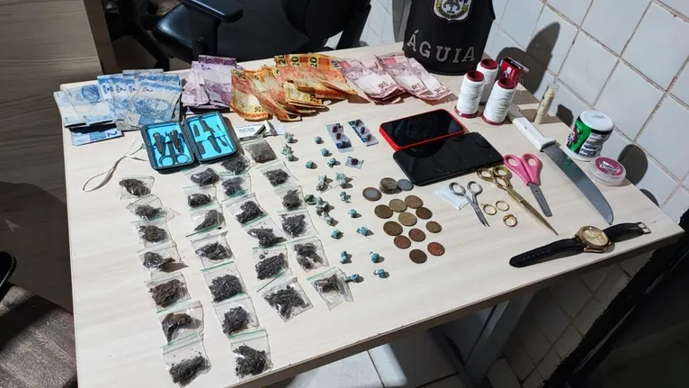 Itens apreendidos durante a ação.