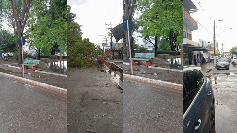 A chuva também trouxe pontos de alagamento para o bairro do Belo Horizonte.