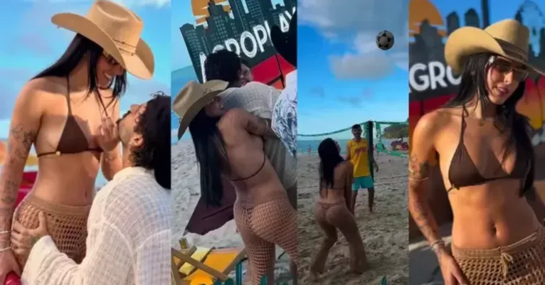 Ana Castela curte o dia ensolarado em Balneário Camboriú durante as gravações do “AgroPlay Verão in BC”.