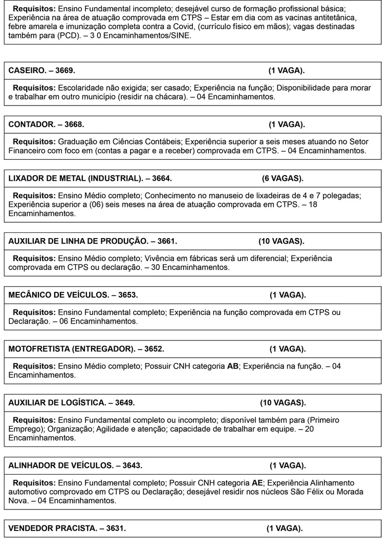Marabá oferta quase 400 vagas de emprego nesta segunda-feira (15)