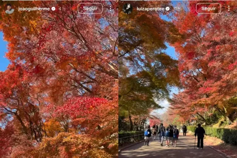 A mesma paisagem também apareceu nos stories da modelo internacional Luiza Perote, levantando a suspeita de que os dois estariam juntos.