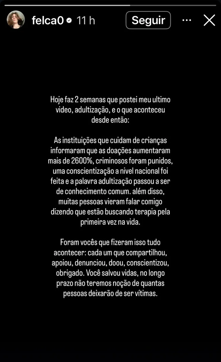 Felca comenta repercussão de vídeo de denúncia: 'Salvou vidas'