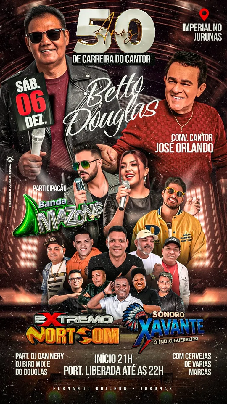 Betto Douglas celebra 50 anos de carreira com megaevento no Jurunas