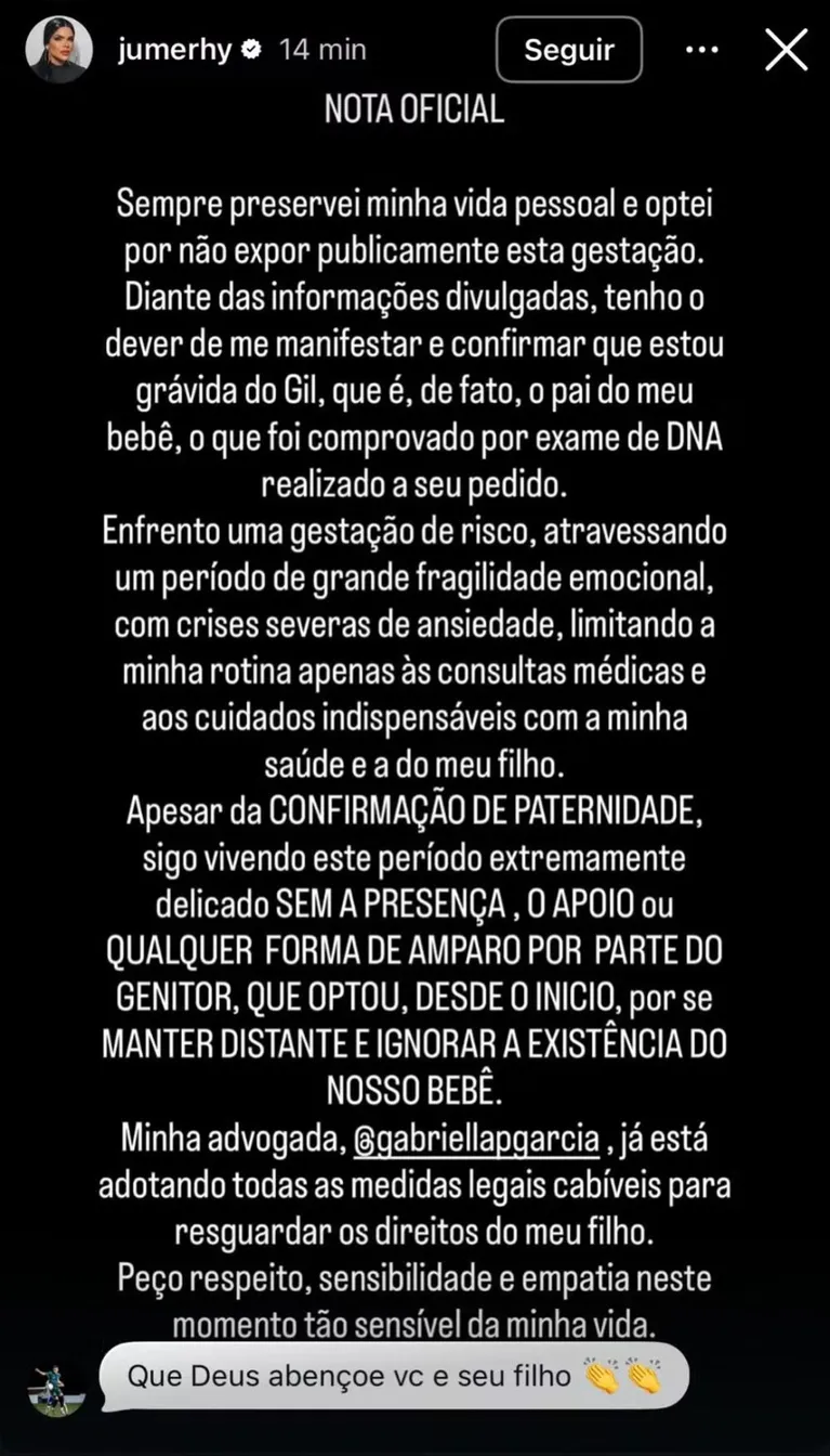 Influencer confirma estar grávida de zagueiro que namora ex-BBB