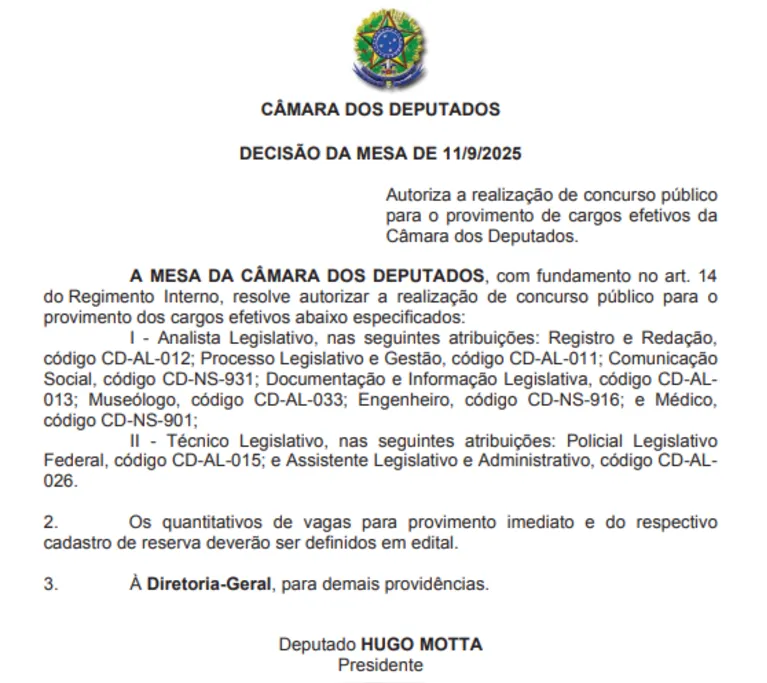 Concurso da Câmara dos Deputados é autorizado com salário de até R$ 29 mil