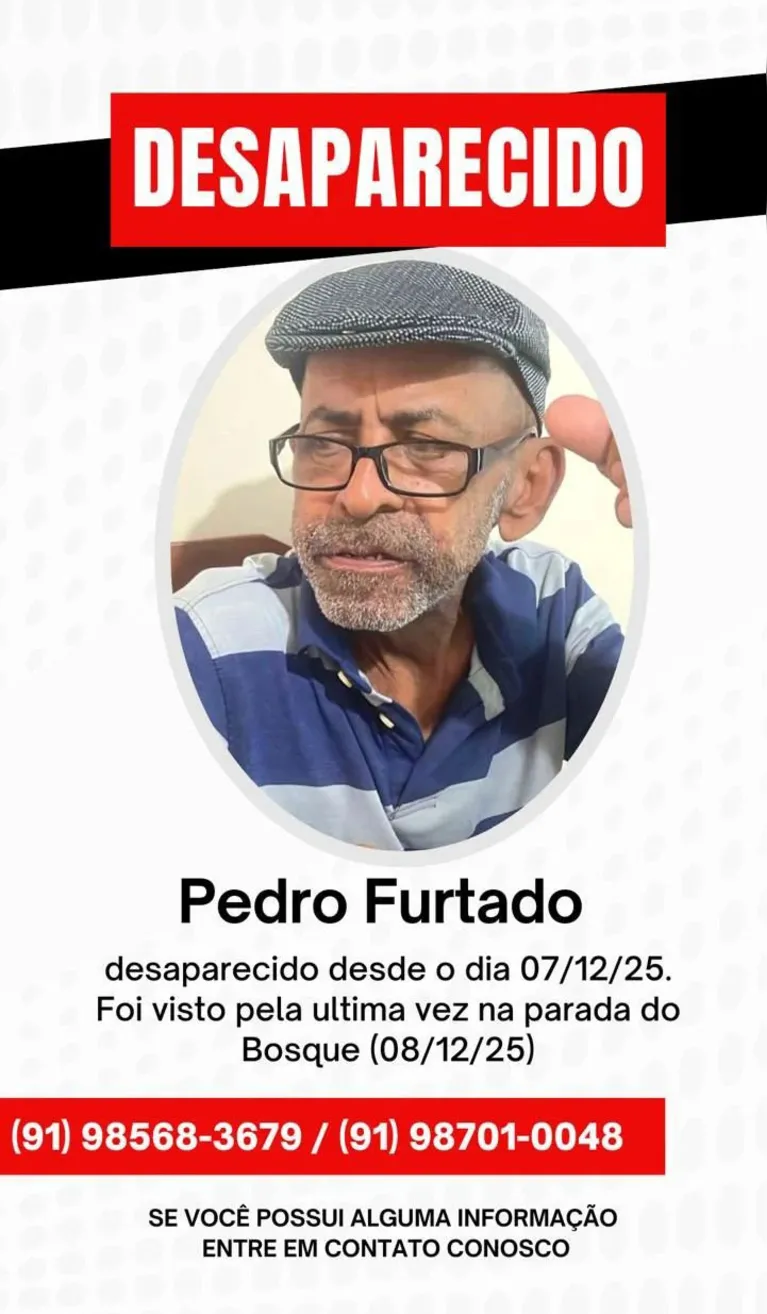 Família pede apoio a idoso com Alzheimer desaparece em Belém