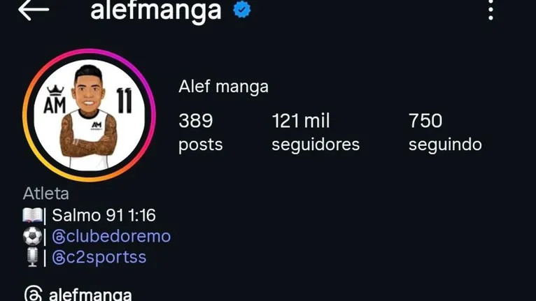 Alef Manga confirma acerto com o Remo pelas redes sociais