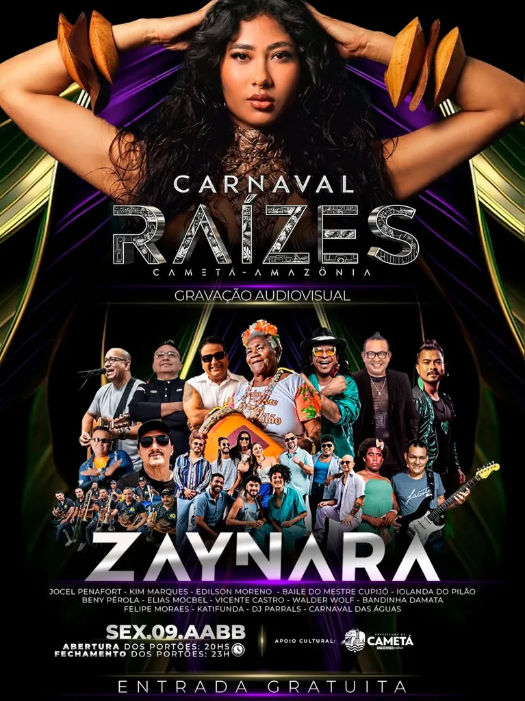 Zaynara celebra carnaval de Cametá com gravação e show gratuito