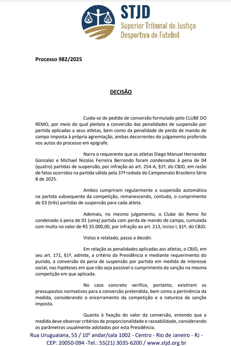 STJD libera público no Mangueirão e atletas do Remo contra o Mirassol